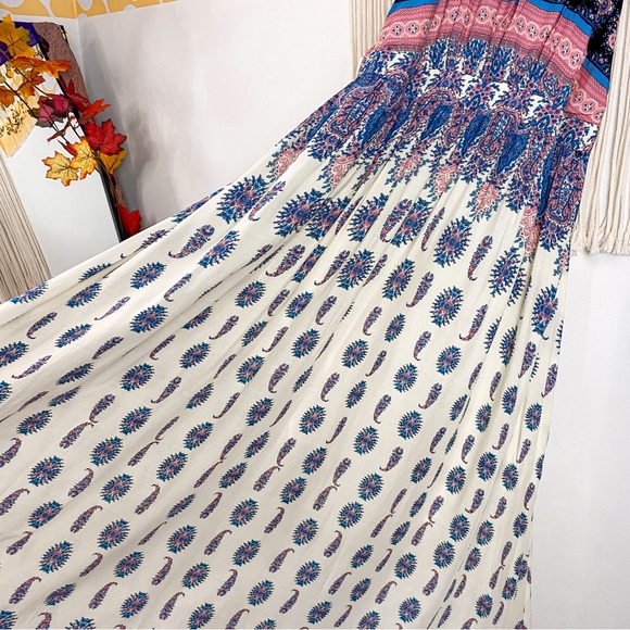 Lulu's Learn To Fly Cutout Boho Printed Flowy Maxi Dress Size Medium - Picture 4 of 15